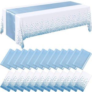 24 Packs Wedding Satin Table Runner Disposable Plastic Tablecloths 54 x 108 Inch